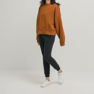 Sweat-shirt surdimensionné recadré 80% coton 20% polyester pour femmes chaud confortable épaule tombante sweats à capuche pour femmes pour l'hiver - Product Image 3