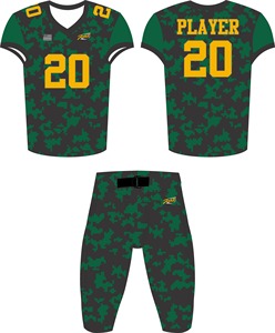 Uniformes de football américain en sergé imprimés camée sublimés personnalisés uniformes d'équipe matériel de jersey et de pantalon brodés en sergé - Product Image 3