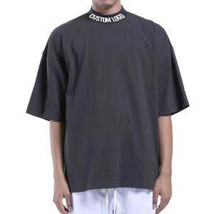 Camiseta con Estampado de Logotipo Personalizado en el Cuello, 100% Algodón, Grueso, 320 g/m², Estilo Holgado, Cuello de 2 Pulgadas, Modelo 2026 - Product Image 1