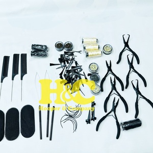 Nouvelles pinces à extensions capillaires en acier inoxydable noir, kit d'outils pour micro-tresses, aiguilles à fil et peigne - Product Image 3