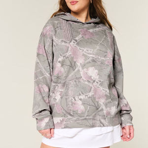 High Quality Women's Oversized Camouflage <b>Leaf</b> Print Hoodie Streetwear Casual Loose Pullover Fleece Sweatshirt Custom Logo - Product Image 1
