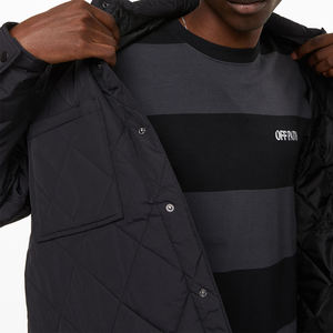 Veste matelassée coupe décontractée pour hommes, veste matelassée de couleur unie, bombardier d'hiver, vêtements d'extérieur personnalisés, chauds et épais en toile, manteau à col montant, vente en gros - Product Image 2