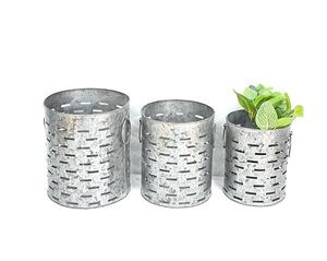 ชุดกระถางชุบสังกะสีลายดอกไม้สีเงิน3ดีไซน์ที่ได้เปรียบขนาดแตกต่างกันของตกแต่งสถานรับเลี้ยงเด็กสูงบ้าน - Product Image 2