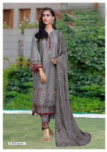 คอลเลกชันเสื้อผ้าอินเดียและปากีสถานพิมพ์ลายผ้าฝ้ายหนักดีไซน์ประณีต - Product Image 5