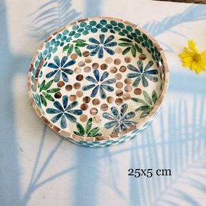 Prix usine Moderne De Luxe Nacre Incrustation Plateau Rond En Bois Petit Déjeuner Assiette Grand Plateau De Table Décoratif - Product Image 4