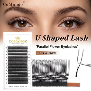 Extensions de cils en <span class=keywords><strong>U</strong></span> YY Volume Noir 0.07 U2D, Plateau de cils Clover, Tissées à la main, Naturelles, Douces, Cils en forme de fleur parallèle - Product Image 1