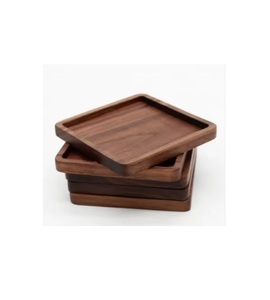 Fancy Design Eco-Friendly Durable Wooden Coaster <b>Square</b> Shape Pair Natural Wood Table Top Decorative Coaster Simple Design - Product Image 6
