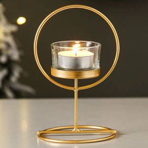 Porte-bougie décoratif en métal conçu pour la table à manger, pièce maîtresse avec une finition durable et longue durée - Product Image 1