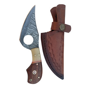 Couteau de chasse Damas fait main, prise en main confortable, support OEM personnalisé, manche en bois, faible MOQ, garantie 3 ans, lame coulissante interchangeable - Product Image 5