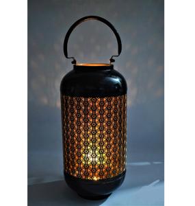 โคมไฟเหล็กทำด้วยมือสำหรับตกแต่งบ้านและสวนโหลเทียนโลหะเคลือบผงสีดำทันสมัย - Product Image 3