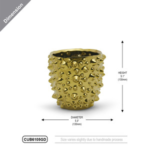 CUB6105GD - กระถางทรงแหลมสีทองขนาดกลาง - สูง 5.1 นิ้ว - Product Image 6