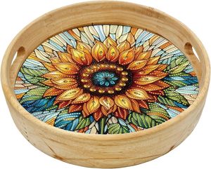 Bandeja de Servir de Madera Hecha a Mano con Asas, Diseño Tradicional, Ligera, de Alta Calidad para Ramadán, Bodas y Decoración del Hogar - Product Image 1