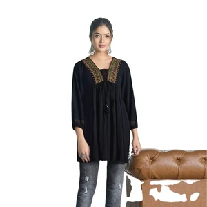 Launching New Rayon Wrinkles with Inner and Thread with Handwork Short <b>Top</b> for wholesale - Product Image 6