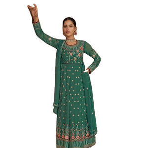 Nouvelle collection de costumes pakistanais Heavy Fox Georgette avec Jari multi-fils et robe de style de travail à broderie séquentielle - Product Image 1