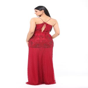 Robe de soirée de luxe de qualité supérieure avec des paillettes et des perles brodées à la main pour les mariages sur la plage et les occasions de villégiature - Product Image 4