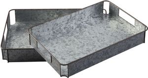 Fabuleux design restaurant décor vaisselle de table plateau galvanisé qualité de luxe forme ronde avec poignées plateau galvanisé - Product Image 3