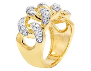 Hip Hop estilo personalizar en S925 plata amarillo chapado en oro Moissanite diamante cubano enlace anillo para hombres - Product Image 4
