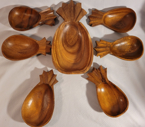 High Quality Wood Serving Bowl Pineapple Serving Dessert Bowl Handmade dinner <b>Used</b> Wood Bowl - Product Image 2