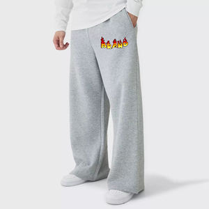 กางเกงลำลองของผู้ชายสำหรับฤดูหนาวพิมพ์โลโก้ได้ตามต้องการกางเกงวอร์มทรงหลวมผ้าฟลีซผ้าฝ้าย100% ตกแต่งปักลาย - Product Image 1