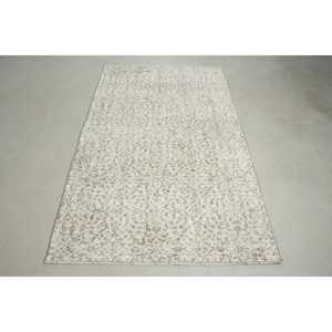 พรมตุรกีขนาด 3.9x6.6 ฟุต, พรมวินเทจ, พรมลายอิคัตสีขาว - Product Image 1