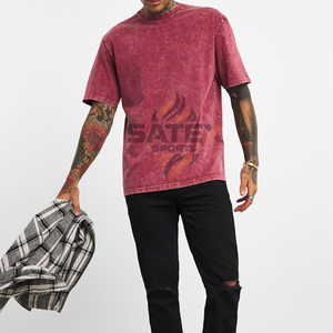 Camiseta Vintage de Algodón 100% con Lavado Ácido Personalizado para Hombre, Corte Recortado de Verano, Impresión Serigrafiada con Técnica Puff, Fabricación de Logotipos DTG - Product Image 3