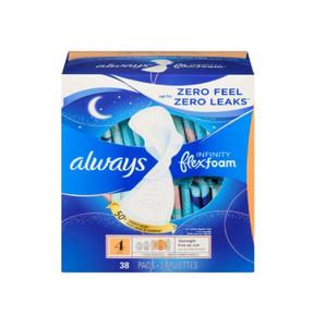 Always Infinity Feminine <b>Pads</b> for Women Flexfoam <b>Pads</b> with Wings Size 4 Soft Comfortable Absorbent Leak Guard For Sale <b>Cheap</b> - Product Image 4