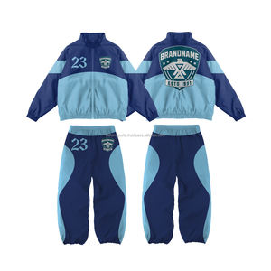 Chándal cortavientos personalizado de dos piezas de talla grande para hombre, conjunto de chaqueta y pantalón con cremallera estampada por sublimación para gimnasio, conjunto cortavientos para entrenamiento - Product Image 4