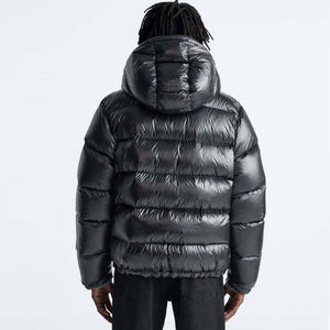 Vente en gros de doudoune noire brillante de qualité supérieure pour hommes manteau d'hiver chaud en duvet à capuche pour l'extérieur et les vêtements décontractés respirants - Product Image 3