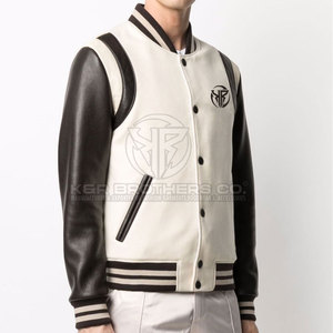 Fashionable Men Leather Sleeves Varsity <b>Jacket</b> Classic <b>Baseball</b> <b>Bomber</b> <b>Jacket</b> for Winter and Daily Wear - Product Image 3