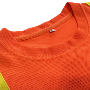 Wholesale Rate <b>Hi</b> <b>Vis</b> Reflective Safety Shirts Lime <b>Orange</b> Long Sleeve Reflective t shirt with Black Bottom - Product Image 2