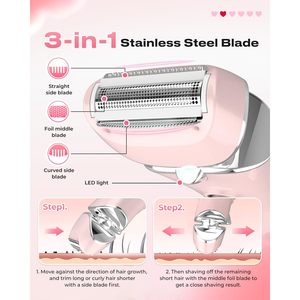 Rasoir électrique rechargeable sans fil pour femmes, tondeuse bikini, épilation indolore, jambes, aisselles, mini, IPX7, utilisation humide - Product Image 3