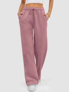 Pantalones esenciales de pierna ancha sueltos personalizados para mujer, pantalones de chándal apilados de algodón de rizo francés para hombre, pantalones de chándal holgados de cintura doble - Product Image 3