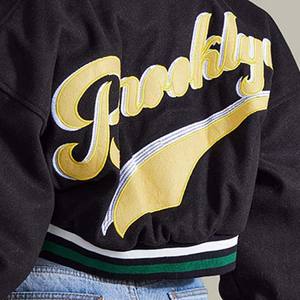 Venta al por mayor de moda de manga larga de las mujeres chaqueta de bombardero con logotipo personalizado chaqueta de béisbol de las mujeres - Product Image 4