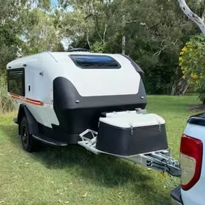 Mini Aluminum Caravan Travel Trailer 2 Person Modern Design <b>Slide</b>-Out Kitchen Black <b>Plastic</b> Honeycomb Floor - Product Image 1