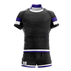 Customized Youth Rugby Uniform Medium Fit Polyester Compression Striped Set with Team Logo Modern Athletic Style - Product Image 3