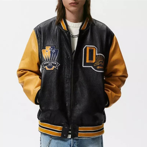 Blouson de baseball tout cuir OEM personnalisé Offre Spéciale à la mode avec logo brodé Veste universitaire pour hommes - Product Image 1