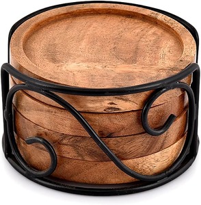 ชุดที่รองแก้วไม้ตกแต่งสไตล์วินเทจแบบชนบทอุปกรณ์เสริมสำหรับโต๊ะรับประทานอาหารกาแฟเบียร์ครัวในบ้าน - Product Image 3