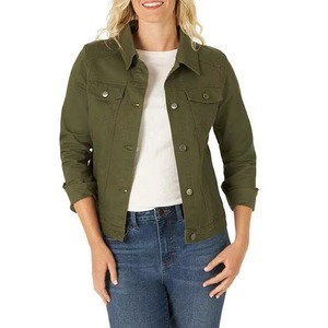 Chaqueta vaquera de manga larga informal al por mayor para mujer, transpirable, MOQ bajo, cálida, elegante, de la mejor calidad, chaqueta vaquera personalizada para mujer - Product Image 1