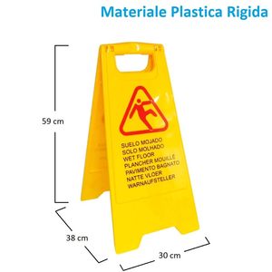 3 segnaletica gialla del pavimento bagnato 30x38x59cm pieghevole supporto di avvertimento multilingue di sicurezza di lavoro aeroporto segnaletica stradale - Product Image 2