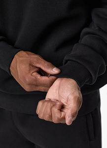 Sweat-shirt à capuche personnalisé en gros, col rond, épaules tombantes, broderie de logo sur mesure, respirant, couleur unie, automne, style Hip Hop - Product Image 2