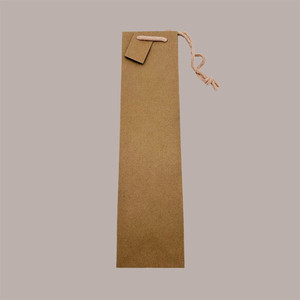 Bolsa de Regalo de Papel Kraft Edición Natural 10+9x39 cm para Botellas de 750 ml, Papel Marrón con Logotipo Personalizado, Juego de 20 Piezas para Exposiciones - Product Image 3