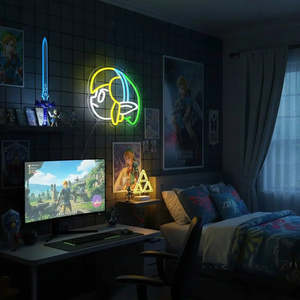 Illuminated <b>Neon</b> <b>Sign</b> for Office Building Green Yellow LED <b>Lighting</b> Zelda Link AC Transformer for Wedding Use Plastic Letter - Product Image 3