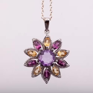 Meilleur prix pendentif en pierre multicolore pour femmes bijoux de mode fabriqués en thaïlande en argent sterling plaqué or prêt à expédier - Product Image 2