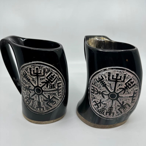 Auténtica Taza Vikinga Ecológica de Cuerno de Búfalo Hecha a Mano, Grado Alimenticio, Estilo Medieval, Religiosa, Feng Shui, Taza de Cerveza con Diseño Animal - Product Image 1