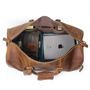 กระเป๋ากีฬาหนังความจุขนาดใหญ่วินเทจทำมืออย่างสวยงามกระเป๋ายิมวันหยุดสุดสัปดาห์วันหยุดกระเป๋ารองเท้า - Product Image 3