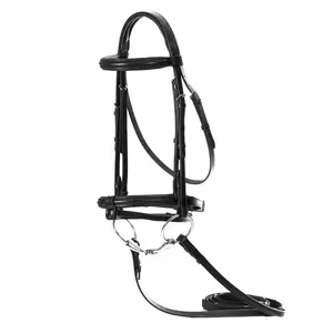 Độn dressage Bridle & rein Đen xuất khẩu Superior phong cách vô song dây Cương cao su reins thép không gỉ sang trọng