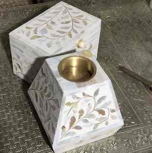 Moroccan Style Bone Inlay Eco-friendly Aromatic Oud Burner Tray Set Elegant Bakhoor <b>Box</b> Rectangle <b>Incense</b> Burner Decorative - Product Image 1