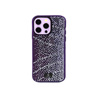 Étuis de téléphone portable de luxe en TPU+PC antichoc avec diamants brillants en relief sans support pour 13 Pro Max