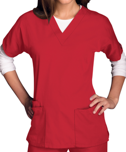 Tenues d'hôpital, Blouses médicales, Haut de blouse d'infirmière en jean à manches courtes avec poches, Ensembles de blouses et pantalons de travail taille haute - Product Image 1
