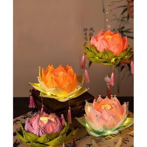 Làm bằng tay Trung Thu Đèn lồng trung Quốc Đèn lồng hoa ánh sáng đèn hoa làm thủ công Kit cầm tay trung thu giấy đèn lồng - Product Image 5